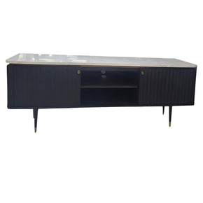 Royal Tv Stand Black & White Marble on Top