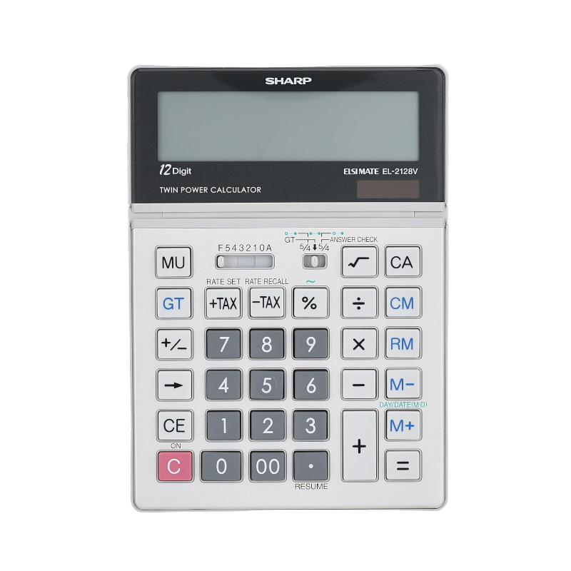 Sharp Personal Semi Desk 12 Digit Calculator EL-2128V