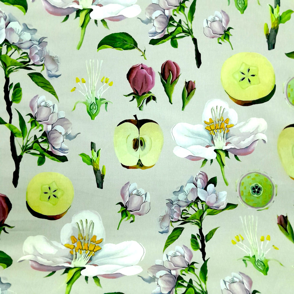 100% Cotton Printed Fabric Apples Linen (8024906072153)