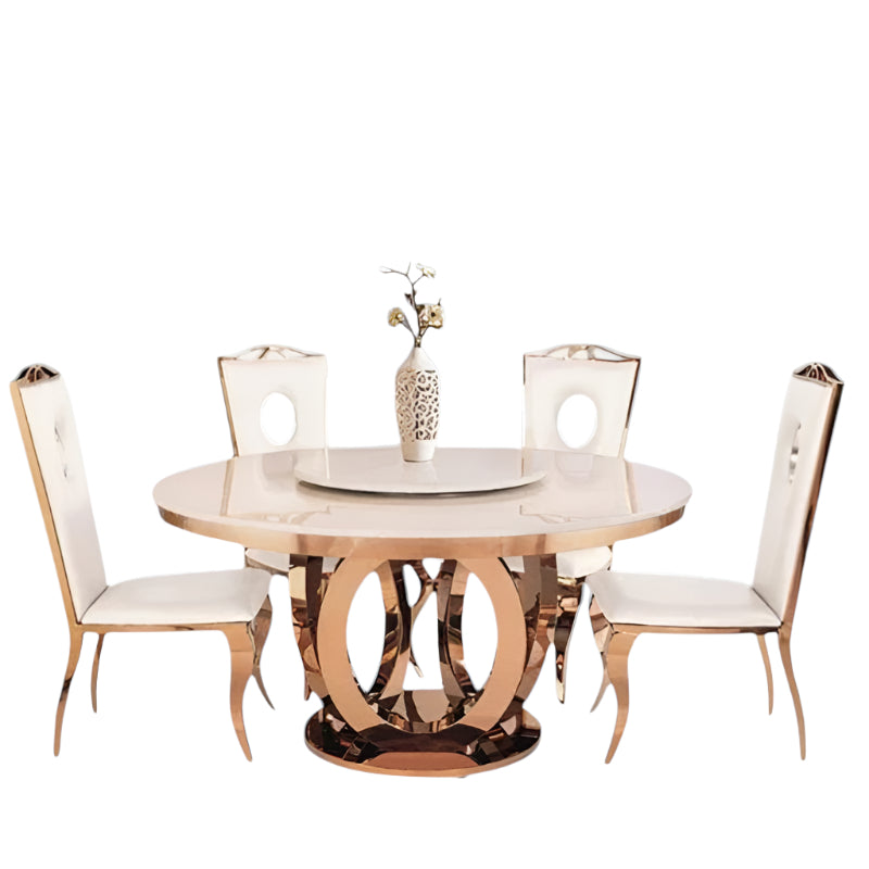 Angelica 7 Piece D/R/S Marble Top Rose Gold