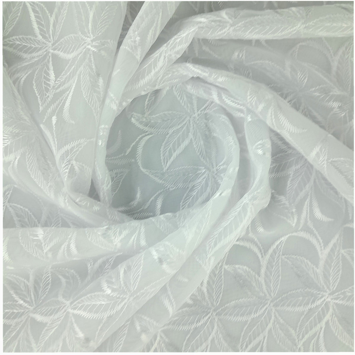 Fabric Embroided White Voile Lace Whispering 120 cm