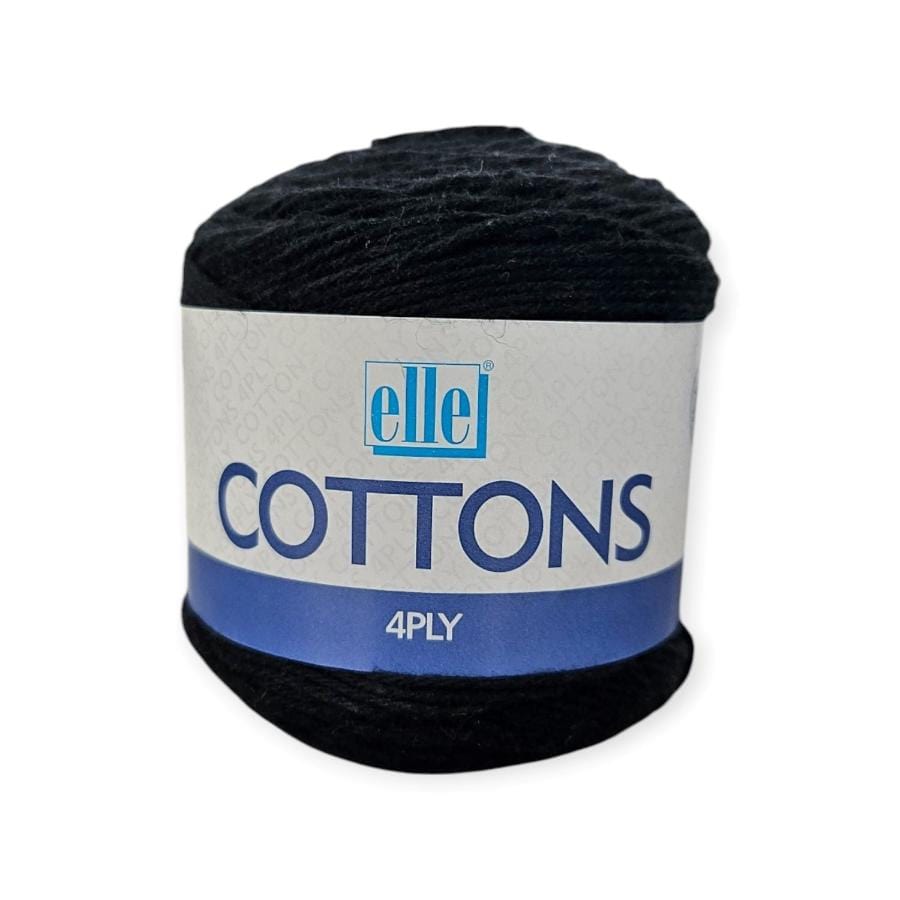 WOOL Habby Black Elle Cottons 4ply 50g (7890386092121)