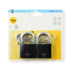 YALE padlocks Yale 38mm Padlock Black 2 Pack (7670870966361)