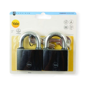 YALE padlocks Yale 50mm Padlock Black 2 Pack (7670737469529)