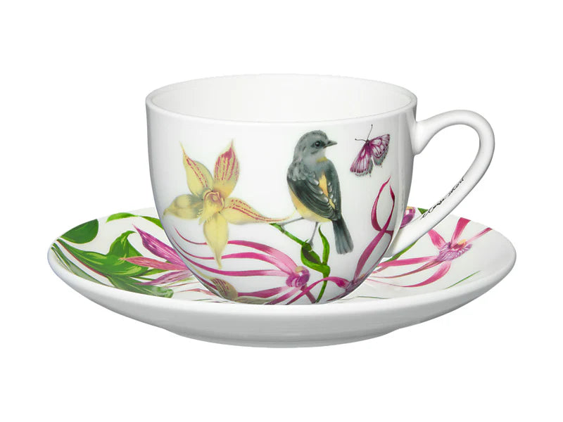Maxwell & Williams Eloise Short Lyric Cup & Saucer Yellow Robin 240ml YD0215