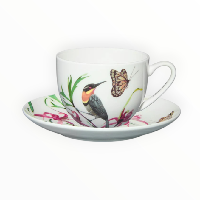 Maxwell & Williams Eloise Short Lyric Cup & Saucer Spinebill Honeyeater 240ml YD0216