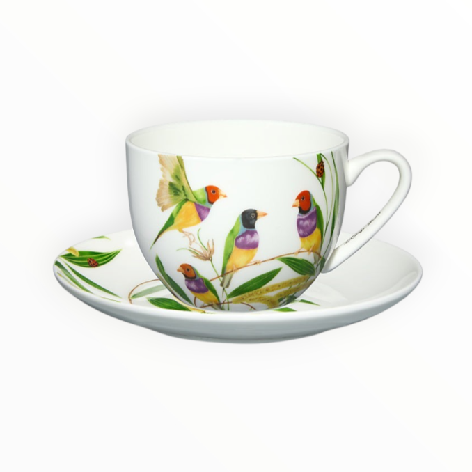 Maxwell & Williams Eloise Short Lyric Cup & Saucer Gouldian Finch 240ml YD0217