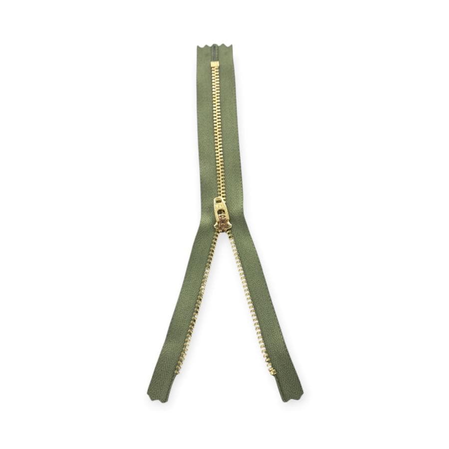 YKK ZIPS Habby 20cm YKK metal Gold C/END Zip Olive (7813685543001)