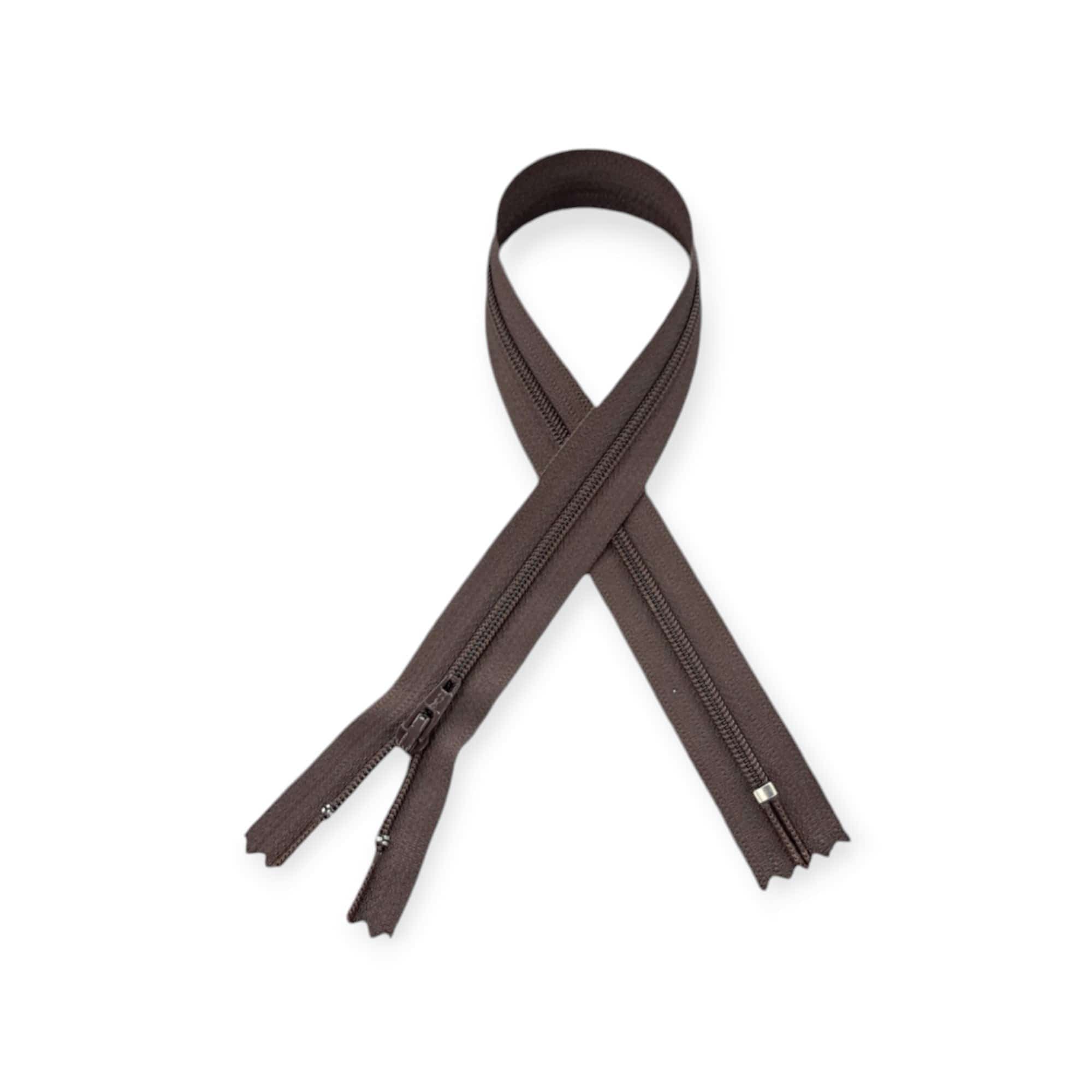 YKK ZIPS HABBY 40cm YKK Nylon Zip LT Chocolate 25cm (7817686417497)