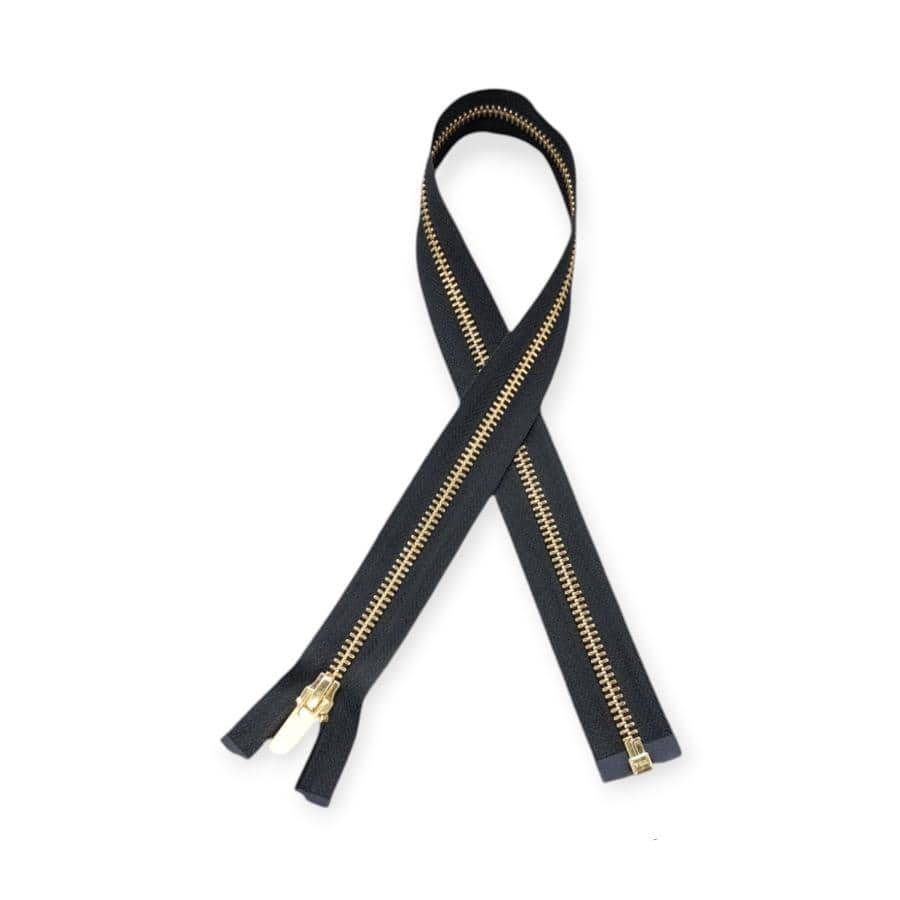 YKK ZIPS Habby 55cm YKK Metal Gold Zip Black (7813682856025)