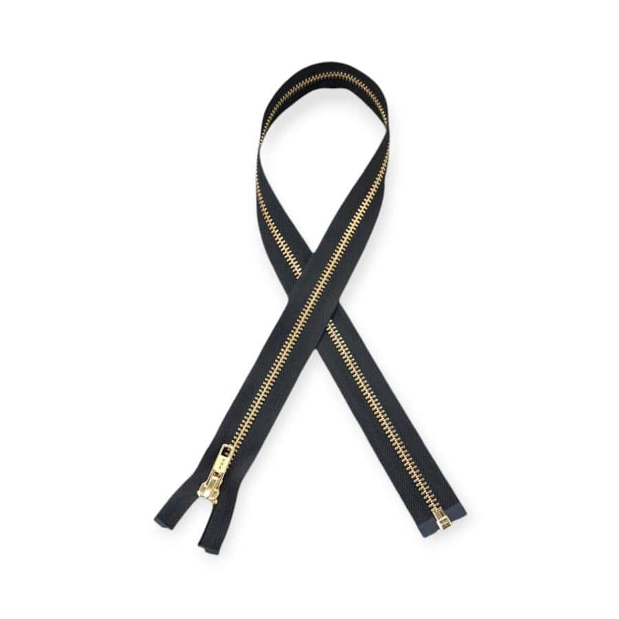 YKK ZIPS Habby 65cm YKK Metal Gold Zip Black (7813682856025)