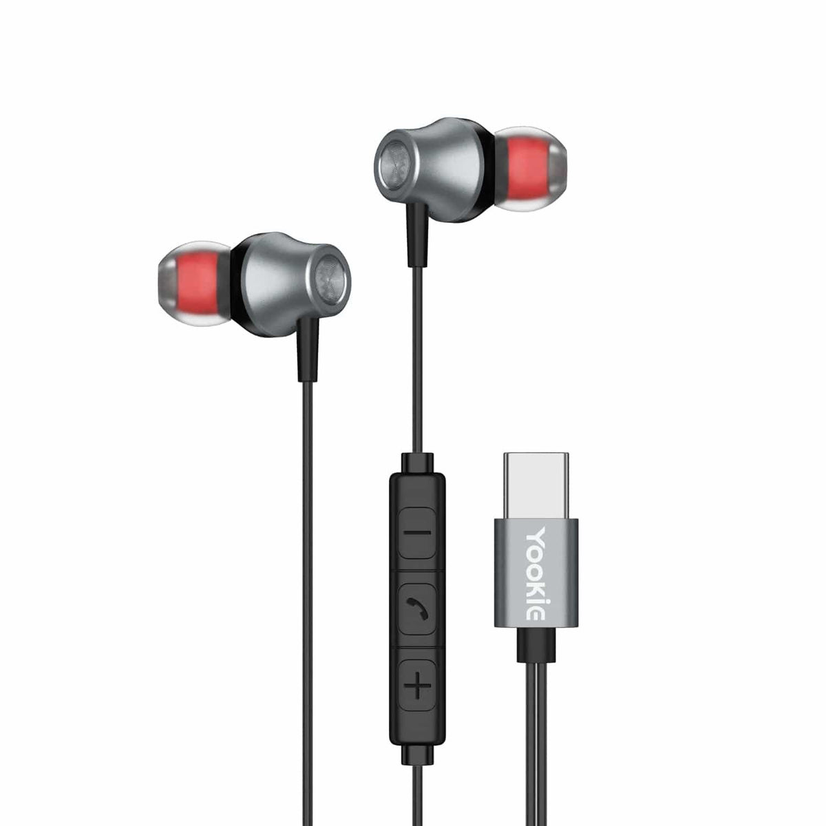 Yookie Earphones Yookie YTL-11 Wired Earphones Type-C – Black/Silver