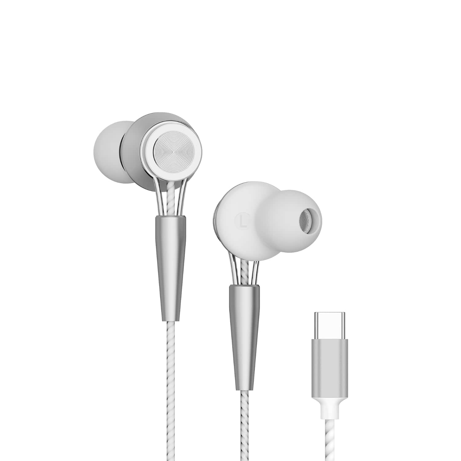 Yookie Earphones Yookie YTL-15 Wired Earphones Type-C – White/Silver