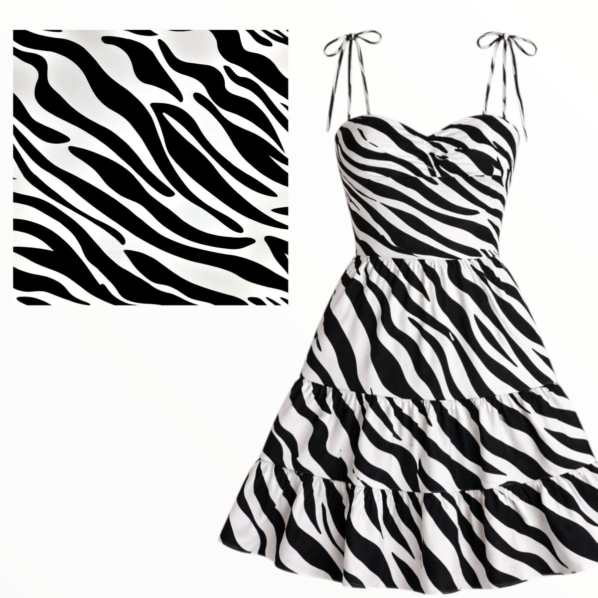 Fabric Printed Mini Matt Zebra Design 19 Black And White 140 cm.