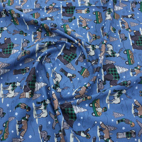 100% COTTON Blue Usa 100% Cotton Craft Fabric Christmas Animals 110cm (6937795035225)
