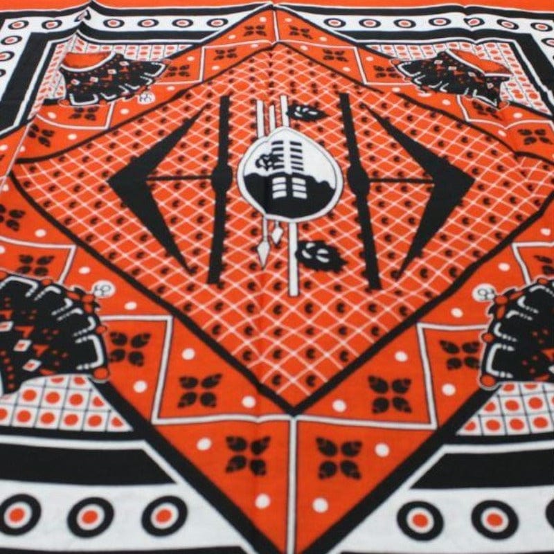 100% COTTON Dress Fabrics Swati Khanga Orange Spear Fabric (4772755800153)