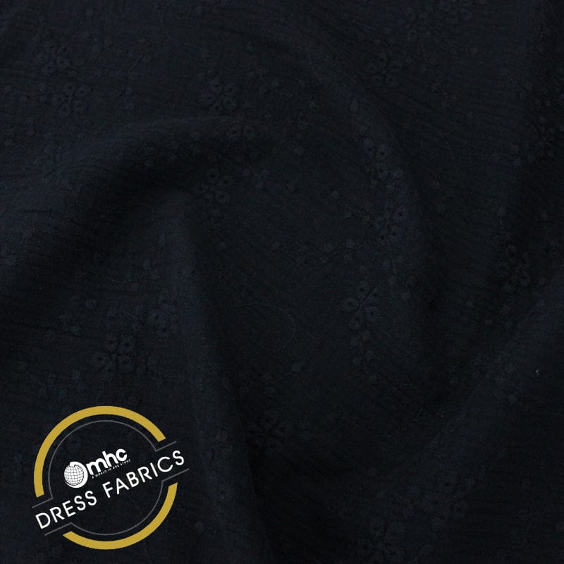 100% COTTON Dresses Black Embroider Baby Cotton Fabric 150cm (6852524408921)