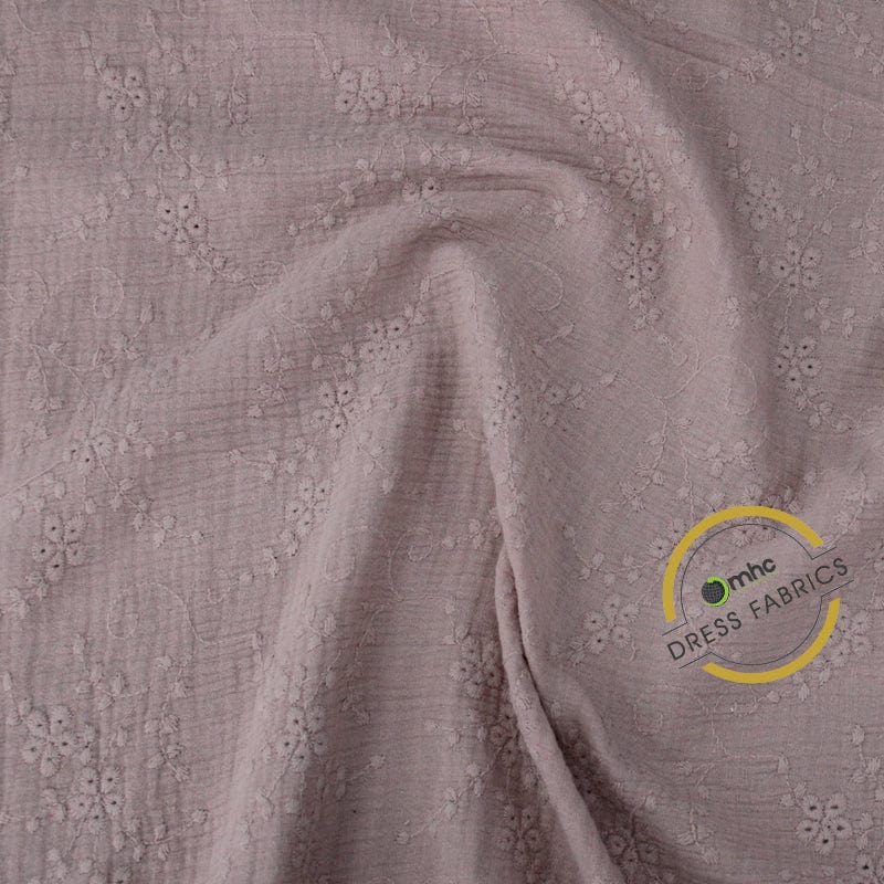 100% COTTON Dresses Dusty Pink Embroider Baby Cotton Fabric 150cm (6852524408921)