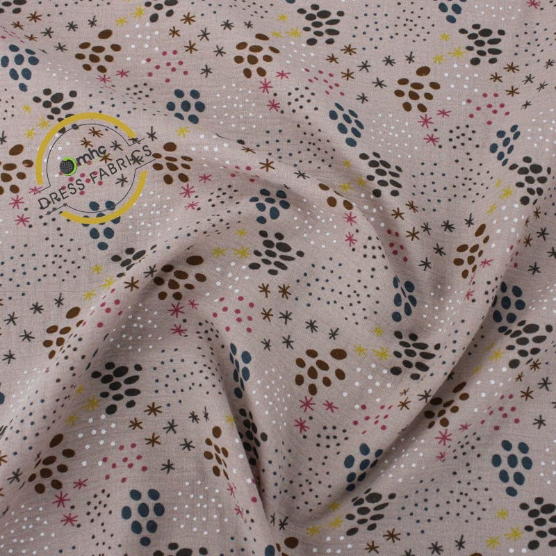 100% COTTON Dresses Dusty Pink Printed Baby Cotton Fabric 150 cm (6852459888729)