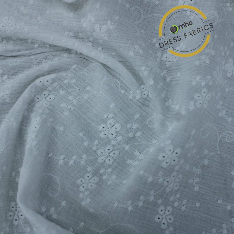 100% COTTON Dresses White Embroider Baby Cotton Fabric 150cm (6852524408921)