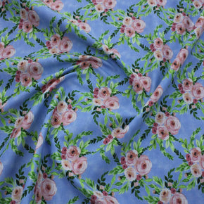 100% COTTON Usa 100% Cotton Craft Blue Floral Fabric 110cm (6940766470233)