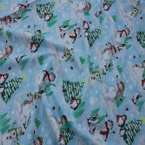 100% COTTON Usa 100% Cotton Craft Fabric Ice Blue Snowman 110cm (6937789071449)