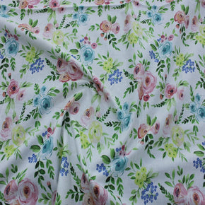 100% COTTON Usa 100% Cotton Craft White Floral Fabric 110cm (6940756607065)