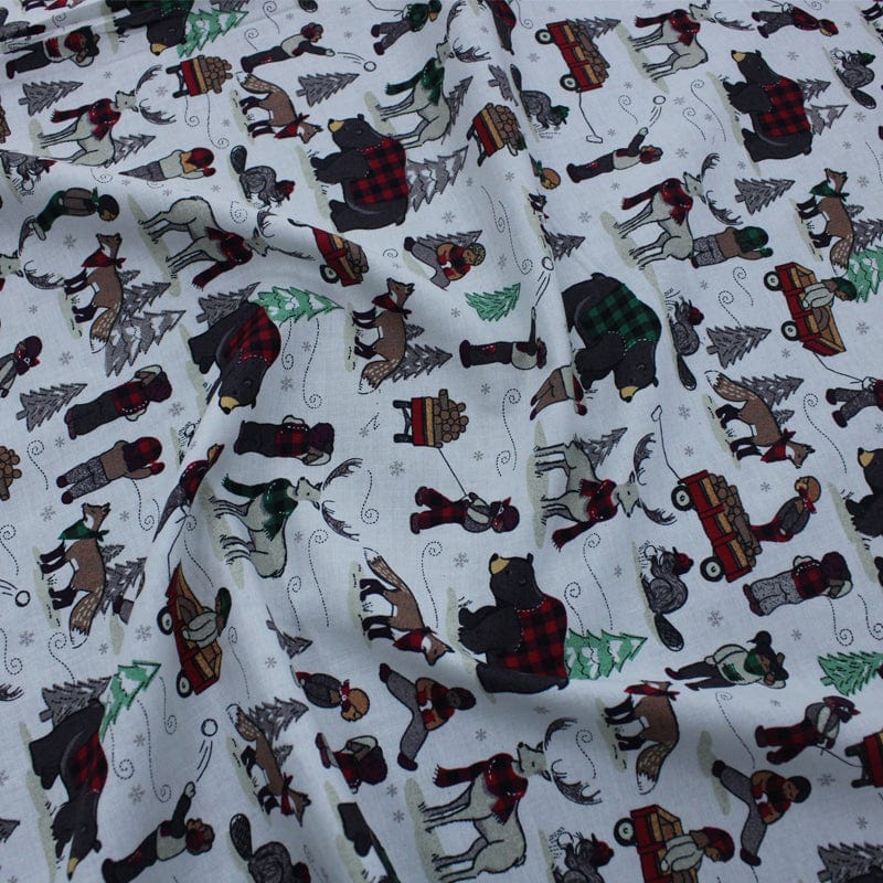 100% COTTON White Usa 100% Cotton Craft Fabric Christmas Animals 110cm (6937795035225)