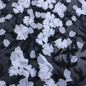 3D LACE dress fabric 3D Floral Lace Fabric Black/ White 130cm (7041157988441)