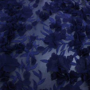 3D LACE Dress Fabrics 3D Floral Lace Fabric Navy 130cm (7256440733785)