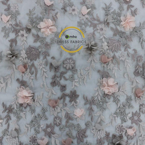3D LACE Dress Forms 3D Floral Lace Fabric Dusty Pink 130cm (7041160380505)
