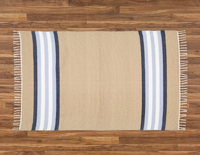 Amelia Jackson RUG Amelia Jackson Cotton Dhurrie Dark Stone with Blue Stripes 75X120 SBED029 (2061593182297)