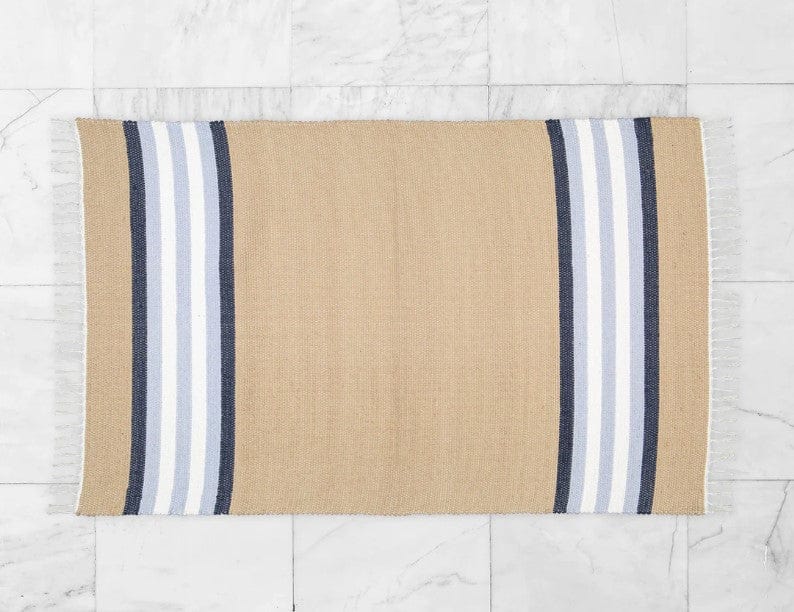 Amelia Jackson RUG Amelia Jackson Cotton Dhurrie Dark Stone with Blue Stripes 75X120 SBED029 (2061593182297)