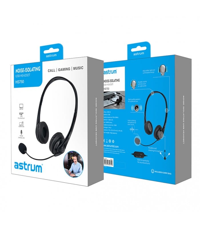Astrum Headset+Mic Astrum HS750 – USB Stereo Headset + Mic (4789811052633)