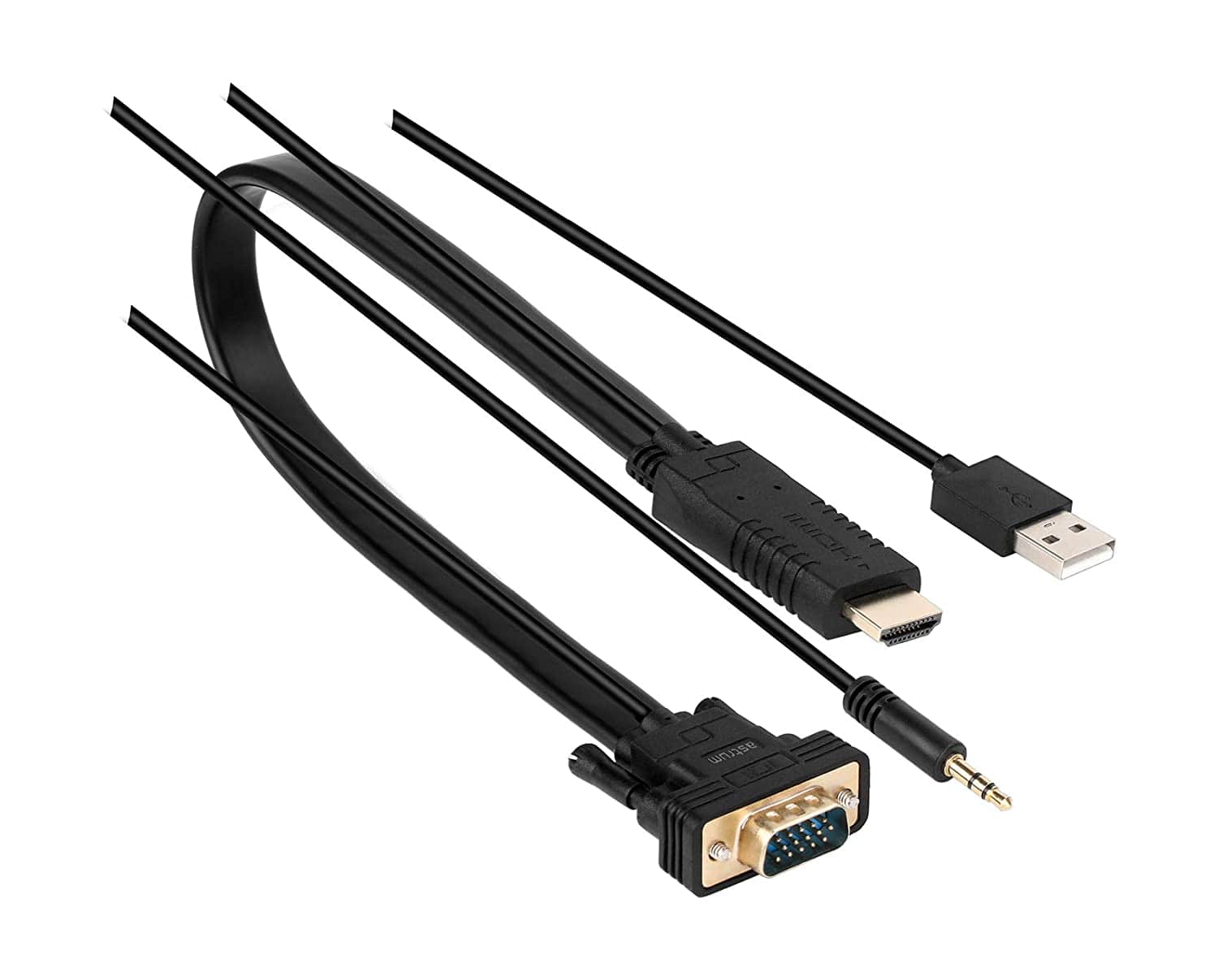 Astrum Tech Astrum DA460 HDMI Male to VGA Male + Audio Cable 2M - Black (4682276667481)