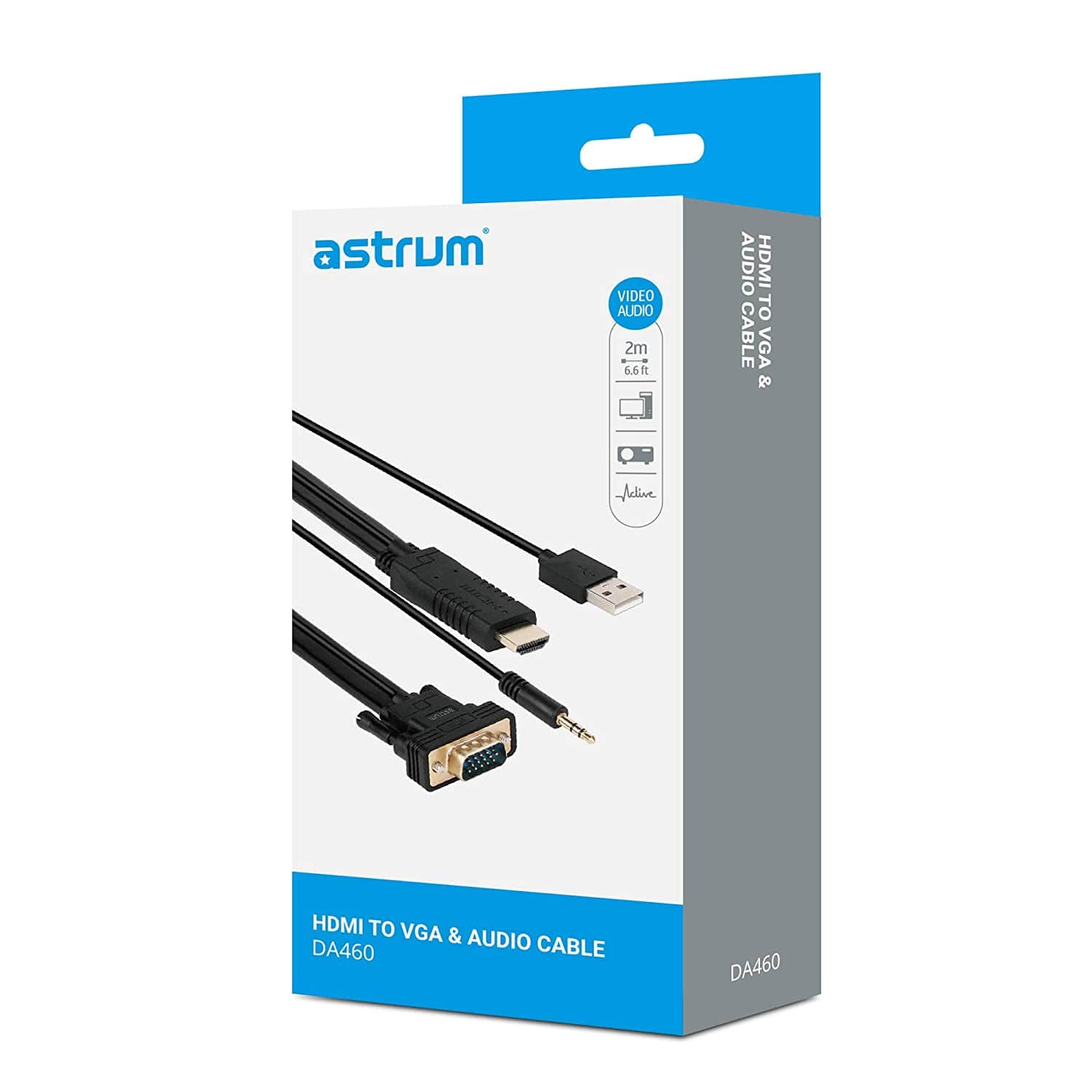 Astrum Tech Astrum DA460 HDMI Male to VGA Male + Audio Cable 2M - Black (4682276667481)