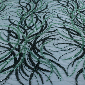 BEADED LACE Dress Fabrics Beaded Bridal Lace Fabric Greta Bottle Green 120cm (7268853678169)