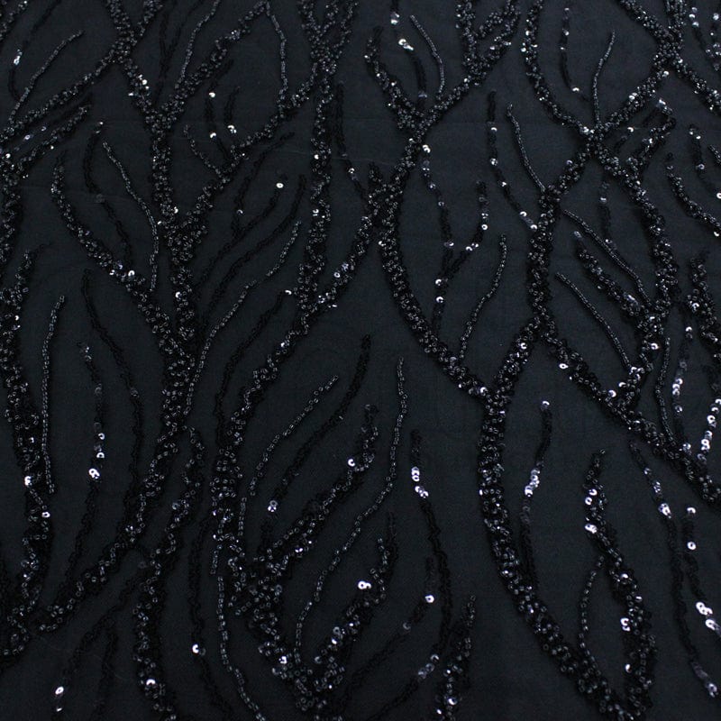 BEADED LACE Fabric Beaded Lace Fabric Black 120cm (7132646309977)