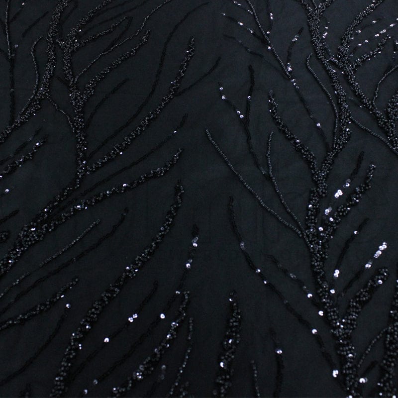 BEADED LACE Fabric Beaded Lace Fabric Black 120cm (7132646309977)