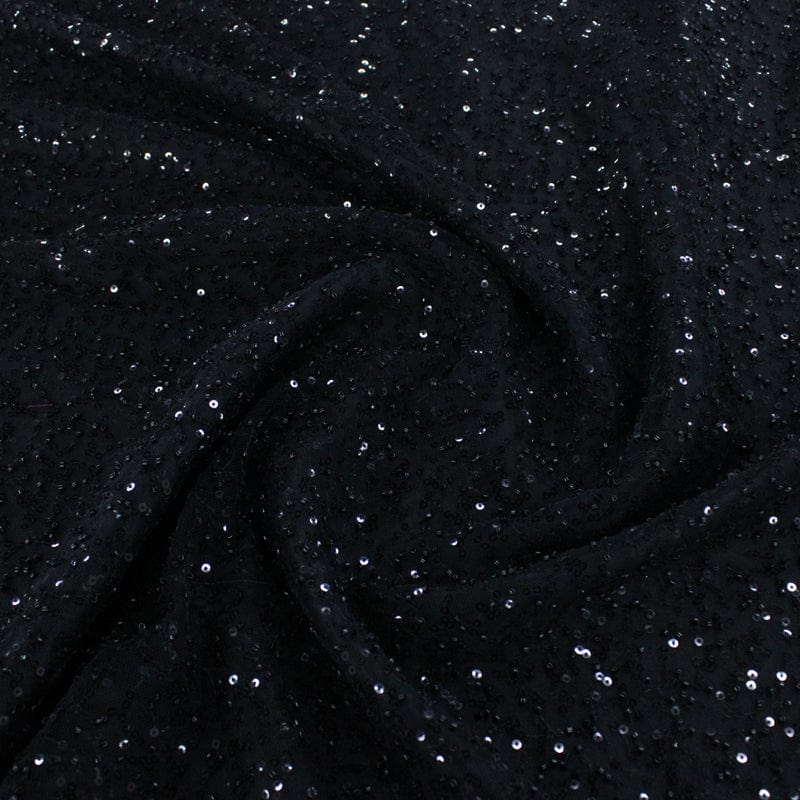 BEADED LACE Fabric Black Beaded Lace Fabric 120cm (7132630843481)