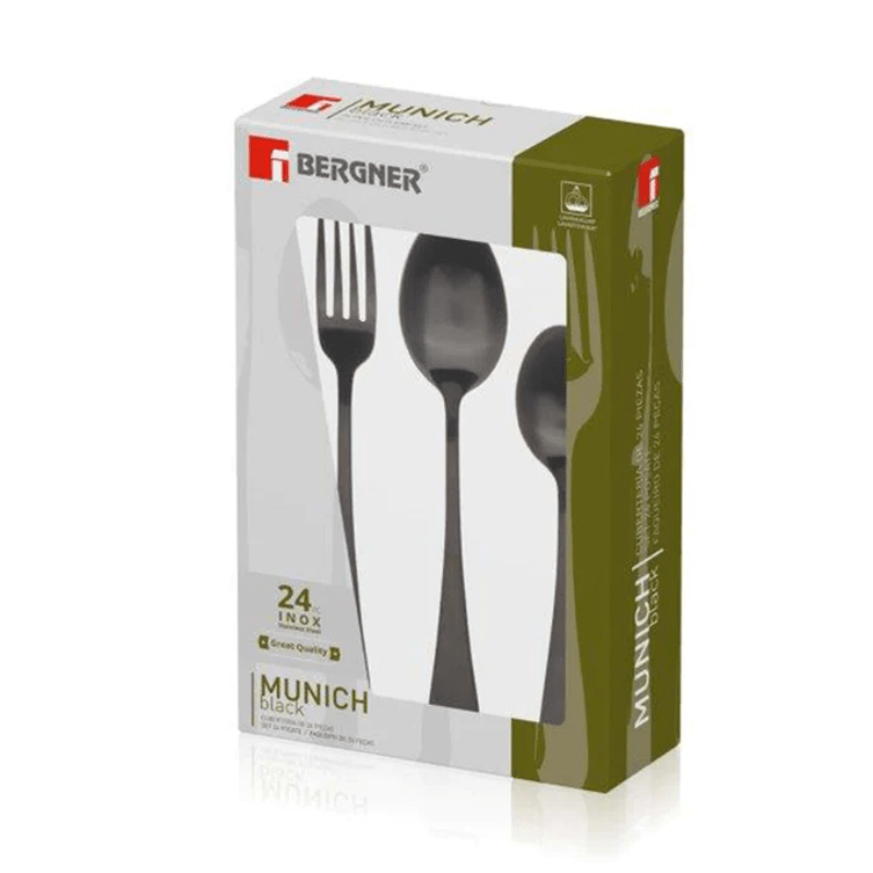 Bergner CUTLERY Bergner Cutlery Black Matt Stainless Steel 24 Piece (2061768032345)