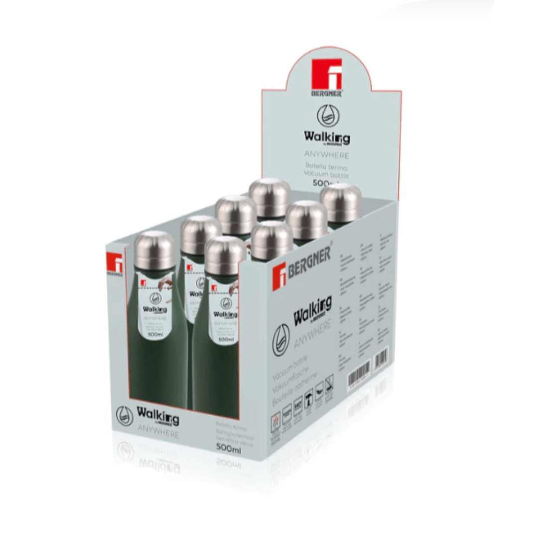 Bergner FLASK BOTTLE Bergner Stainless Steel Vacuum Cola Bottle Green 500ML BG-37560-MGR (7079337263193)