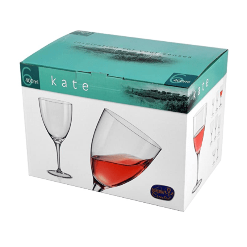 BOHEMIA CRYSTAL GLASS Bohemia Crystal Kate Red Wine  400ml Set Of 6 (7016660041817)