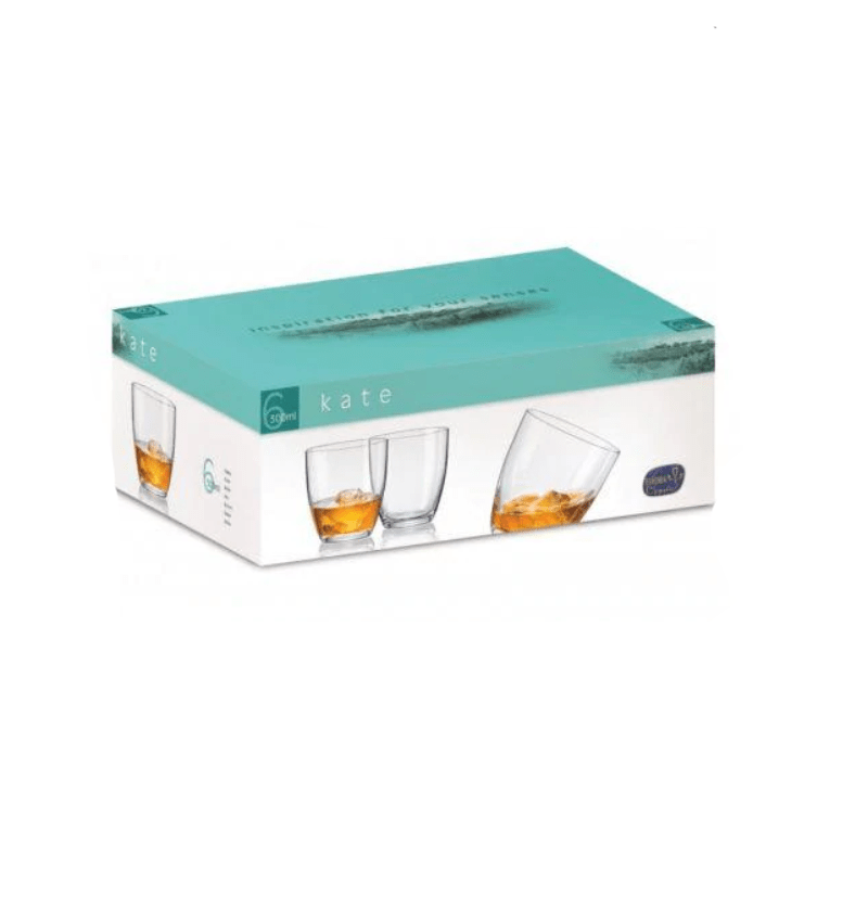 BOHEMIA CRYSTAL GLASS Bohemia Crystal Kate Whisky 300ml Set Of 6 (7016666234969)