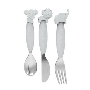 BoJungle Soft Spoon BoJungle Baby Silicone Spoon-Fork-Knife Set Grey B500660 (7070748082265)