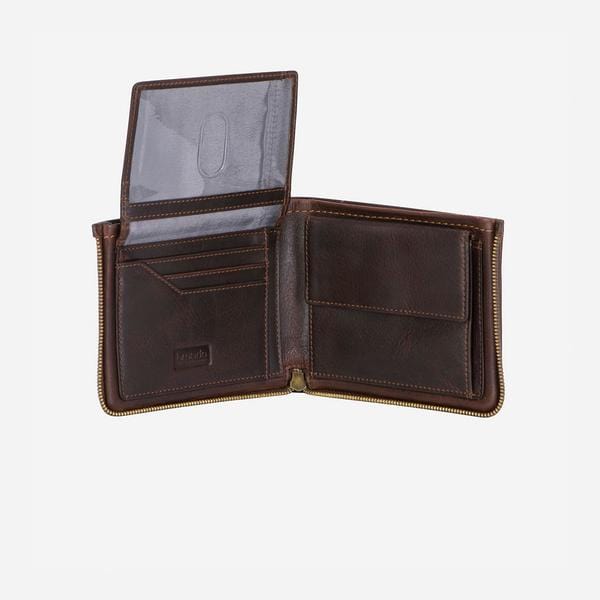 Brando Wallet BROWN Brando Morden Multi Card Leather Zip Wallet Brown (6576107716697)