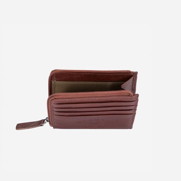 Brando Wallet BROWN Brando Slimline Zip Card Leather Wallet Brown (6576101851225)