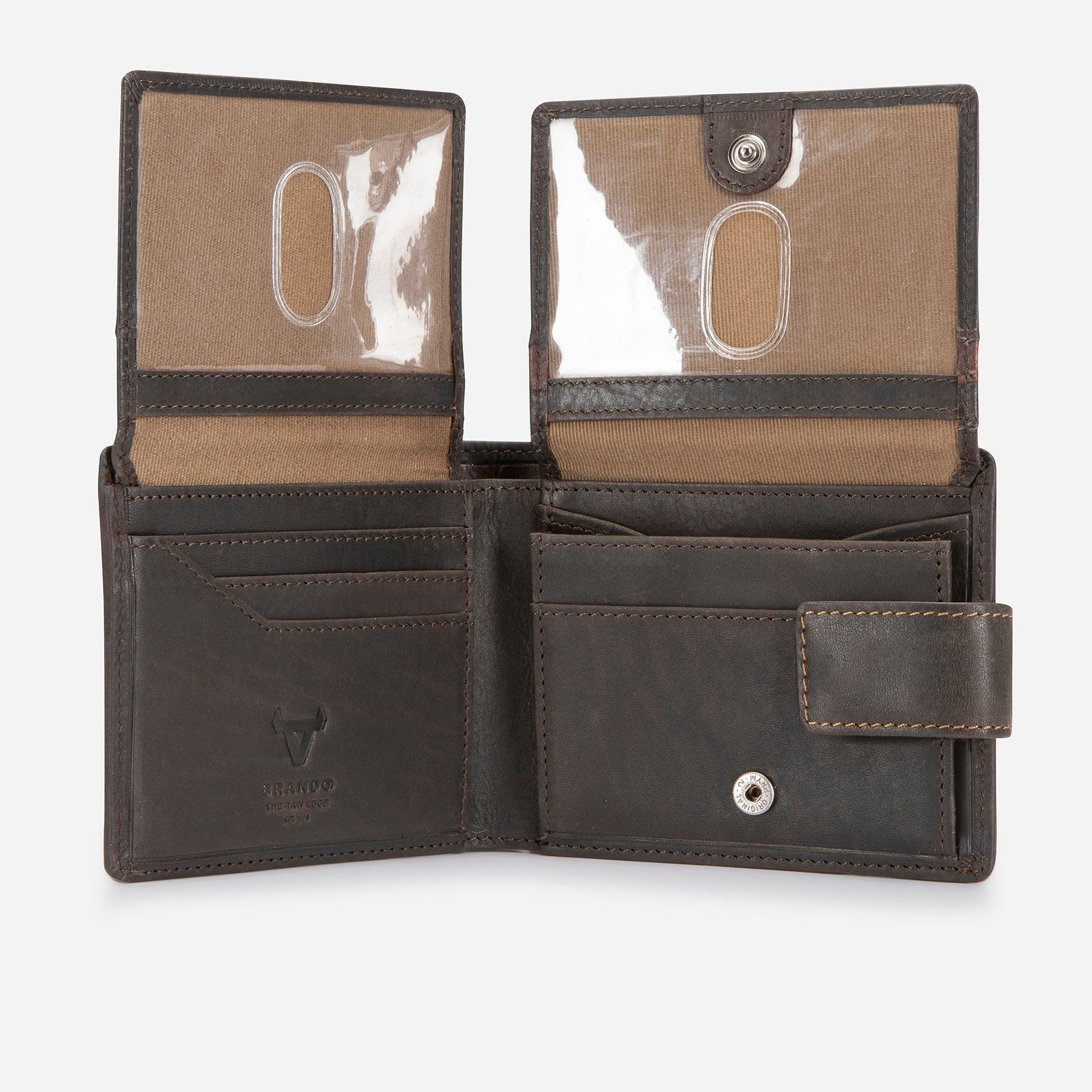 Brando Wallets Brando Executive Leather Press Stud Wallet Brown (7226772848729)