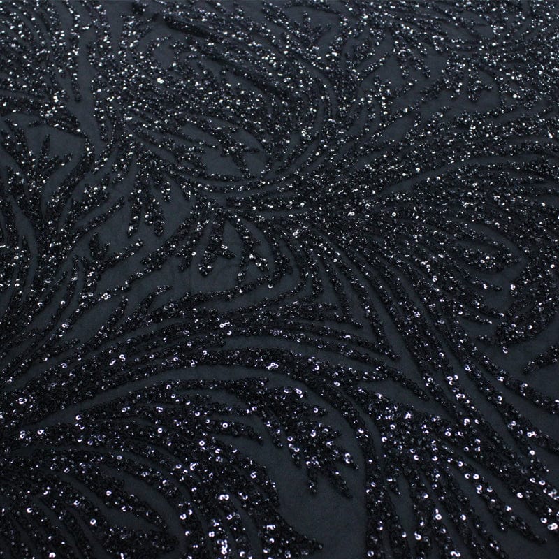 BRIDAL FABRIC Dress Fabrics Beaded Bridal Lace Fabric Black 130cm (7114928750681)