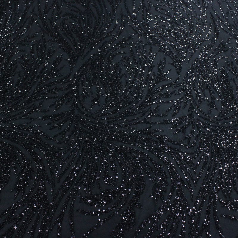 BRIDAL FABRIC Dress Fabrics Beaded Bridal Lace Fabric Black 130cm (7114928750681)